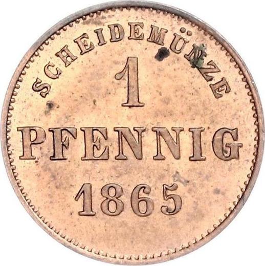 Реверс монеты - 1 пфенниг 1865 года - цена  монеты - Саксен-Мейнинген, Бернгард II