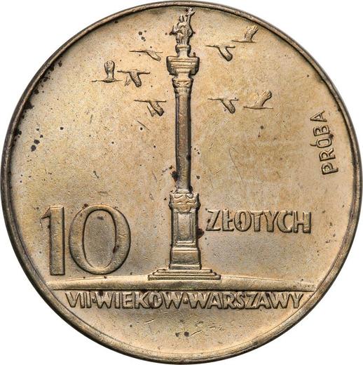 Reverso Pruebas 10 eslotis 1966 MW "Columna de Segismundo" 28 mm Cuproníquel - valor de la moneda  - Polonia, República Popular