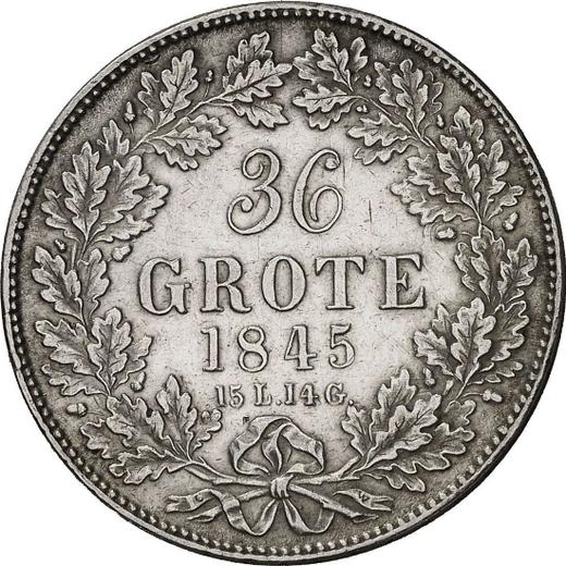 Rewers monety - 36 grote 1845 - cena srebrnej monety - Brema, Wolne miasto