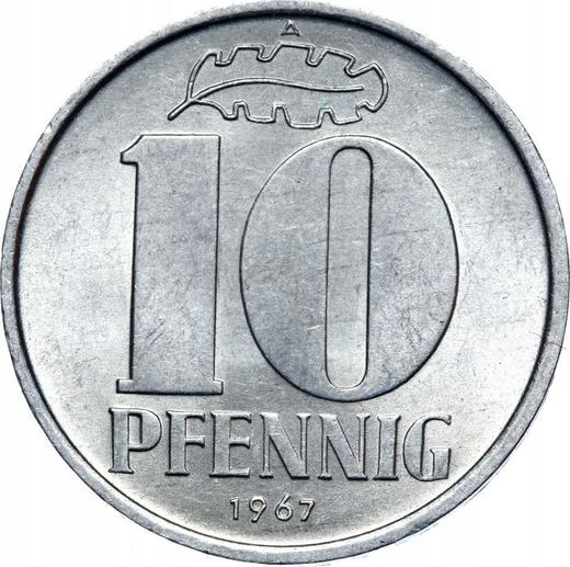 Аверс монеты - 10 пфеннигов 1967 года A - цена  монеты - Германия, ГДР