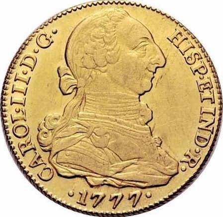 Avers 4 Escudos 1777 S CF - Goldmünze Wert - Spanien, Karl III