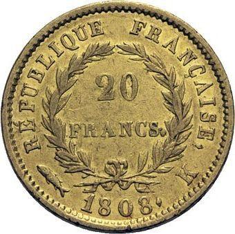 Rewers monety - 20 franków 1808 K "Typ 1807-1808" Bordeaux - Francja, Napoleon I