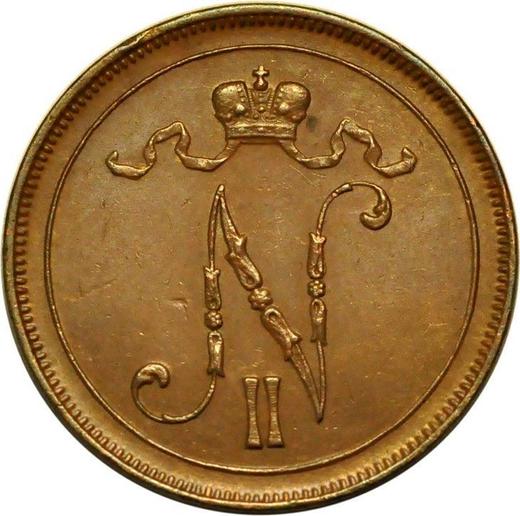 Аверс монеты - 10 пенни 1907 года - цена  монеты - Финляндия, Великое княжество