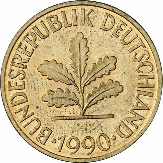 Реверс монеты - 10 пфеннигов 1990 года D - цена  монеты - Германия, ФРГ
