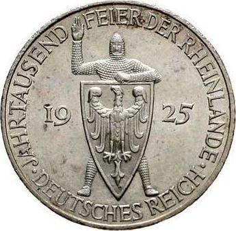 Anverso 5 Reichsmarks 1925 G "Renania" - valor de la moneda de plata - Alemania, República de Weimar