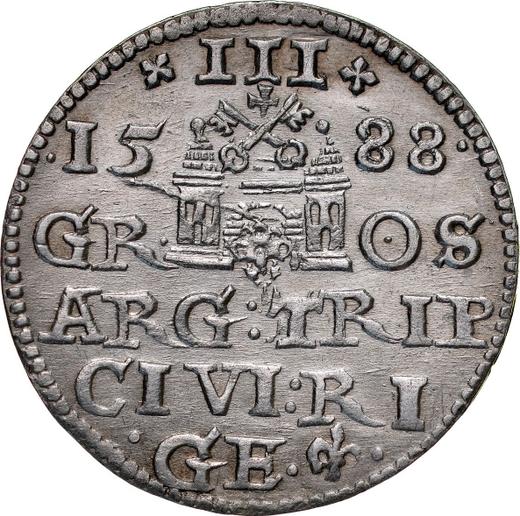 Rewers monety - Trojak 1588 "Ryga" - cena srebrnej monety - Polska, Zygmunt III