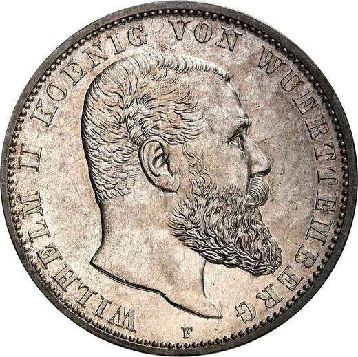 Аверс монеты - 5 марок 1894 года F "Вюртемберг" - цена серебряной монеты - Германия, Германская Империя