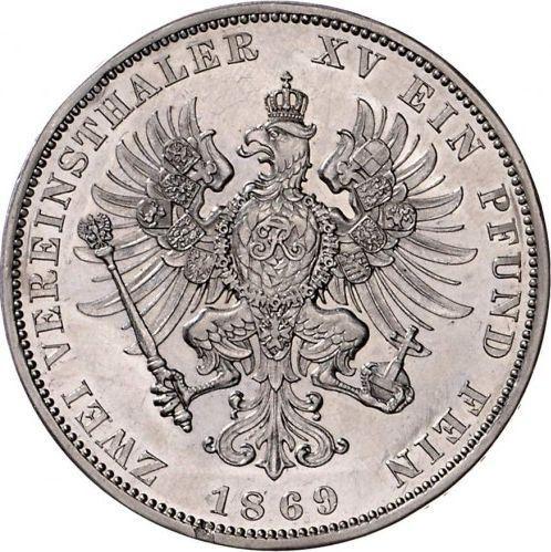 Реверс монеты - 2 талера 1869 года A - цена серебряной монеты - Пруссия, Вильгельм I
