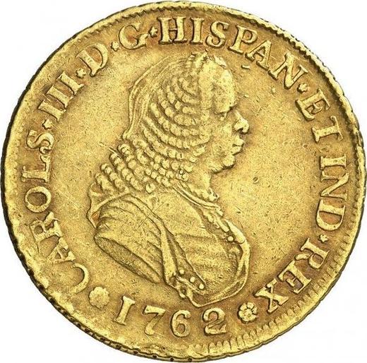 Аверс монеты - 4 эскудо 1762 года PN J - цена золотой монеты - Колумбия, Карл III