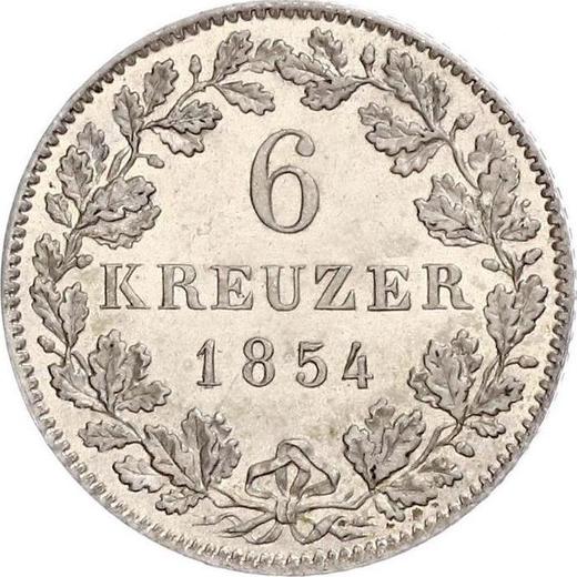 Rewers monety - 6 krajcarów 1854 - cena srebrnej monety - Wirtembergia, Wilhelm I