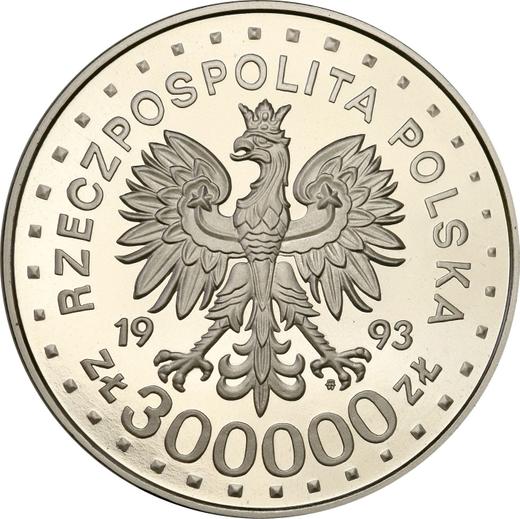 Аверс монеты - Пробные 300000 злотых 1993 года MW "65 лет восстанию в Варшавском гетто" Никель - цена  монеты - Польша, III Республика до деноминации