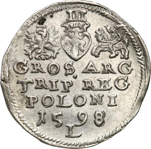 Rewers monety - Trojak 1598 L "Mennica lubelska" - cena srebrnej monety - Polska, Zygmunt III