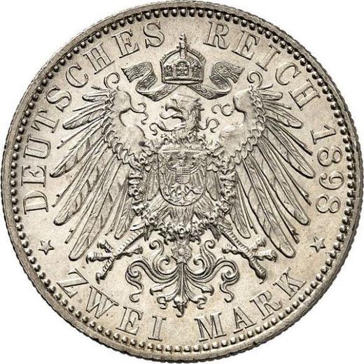 Реверс монеты - 2 марки 1898 года A "Шварцбург-Рудольштадт" - цена серебряной монеты - Германия, Германская Империя