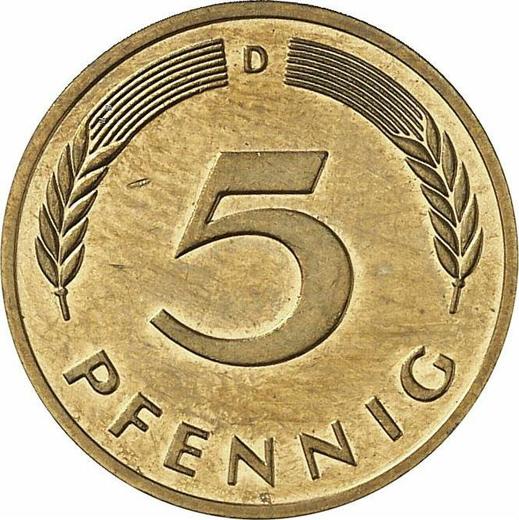 Awers monety - 5 fenigów 1996 D - cena  monety - Niemcy, RFN