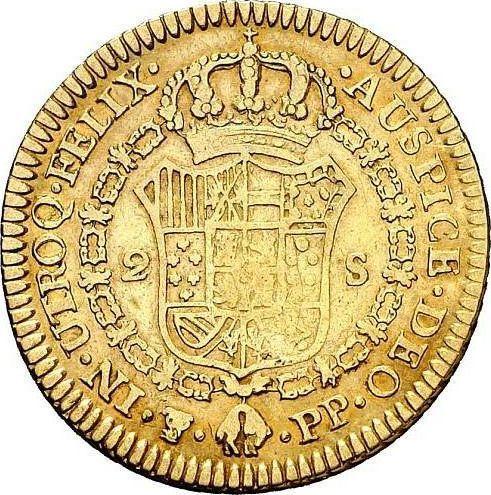 Реверс монеты - 2 эскудо 1800 года PTS PP - цена золотой монеты - Боливия, Карл IV