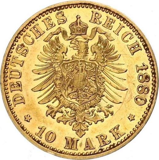 Reverso 10 marcos 1880 A "Prusia" - valor de la moneda de oro - Alemania, Imperio alemán