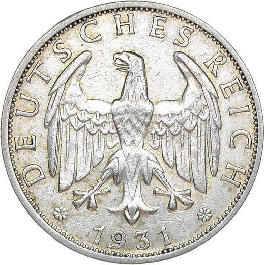 Аверс монеты - 2 рейхсмарки 1931 года J - цена серебряной монеты - Германия, Bеймарская республика