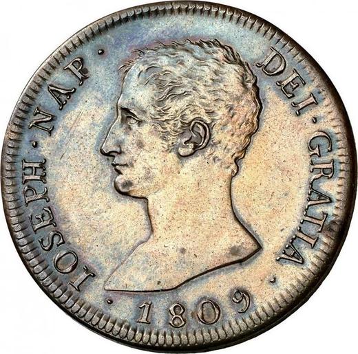 Аверс монеты - Пробные 8 реалов 1809 года M IG Бронза - цена  монеты - Испания, Жозеф Бонапарт