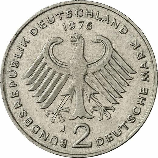 Reverse 2 Mark 1976 J "Theodor Heuss" -  Coin Value - Germany, FRG