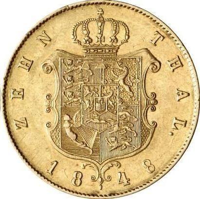 Reverso 10 táleros 1848 B - valor de la moneda de oro - Hannover, Ernesto Augusto 