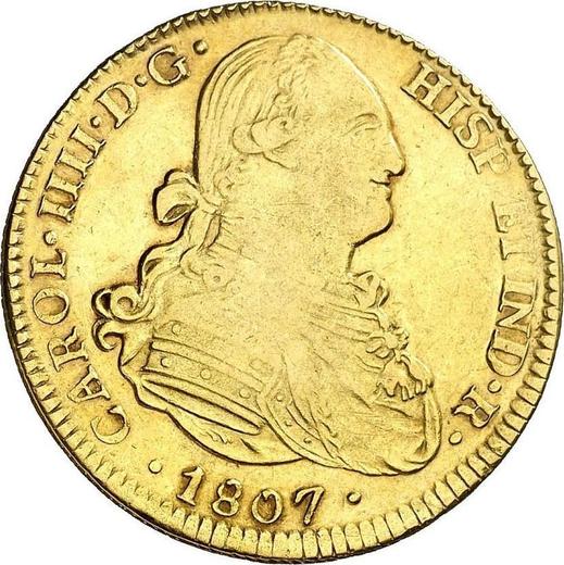 Awers monety - 4 escudo 1807 Mo TH - cena złotej monety - Meksyk, Karol IV