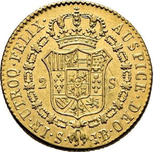 Реверс монеты - 2 эскудо 1829 года S JB - цена золотой монеты - Испания, Фердинанд VII