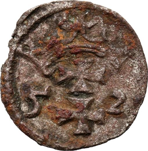 Реверс монеты - Денарий 1552 года "Гданьск" - цена серебряной монеты - Польша, Сигизмунд II Август