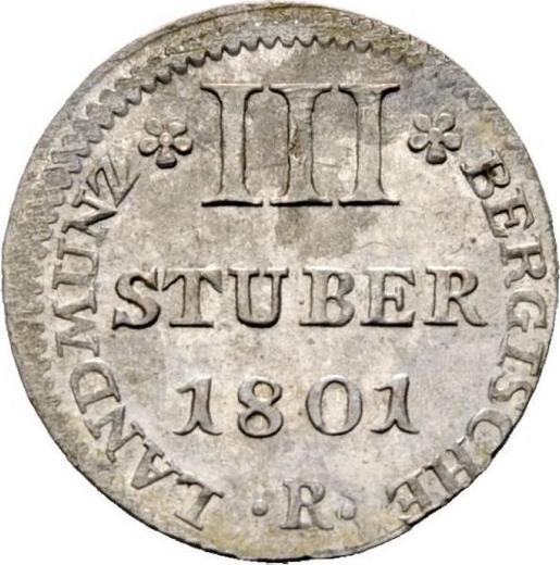 Реверс монеты - 3 штюбера 1801 года R - цена серебряной монеты - Берг, Максимилиан I
