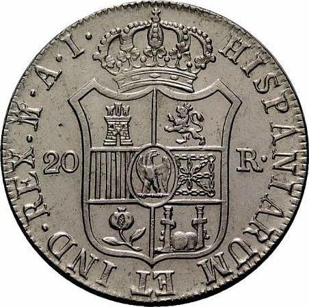 Реверс монеты - 20 реалов 1808 года M AI - цена серебряной монеты - Испания, Жозеф Бонапарт