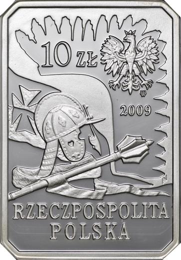 Anverso 10 eslotis 2009 MW AN "Húsar alado" - valor de la moneda de plata - Polonia, República moderna