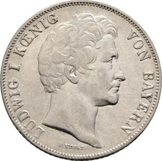 Аверс монеты - 1 гульден 1839 года - цена серебряной монеты - Бавария, Людвиг I