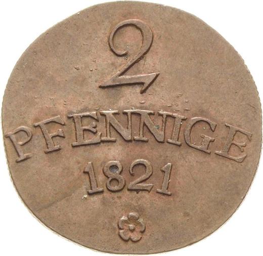 Reverso 2 Pfennige 1821 - valor de la moneda  - Sajonia-Weimar-Eisenach, Carlos Augusto