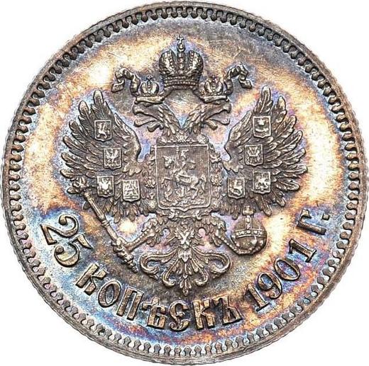 Rewers monety - 25 kopiejek 1901 - cena srebrnej monety - Rosja, Mikołaj II