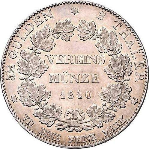 Reverso 2 táleros 1840 - valor de la moneda de plata - Hesse-Darmstadt, Luis II