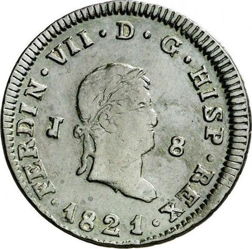 Аверс монеты - 8 мараведи 1821 года J "Тип 1817-1821" - цена  монеты - Испания, Фердинанд VII
