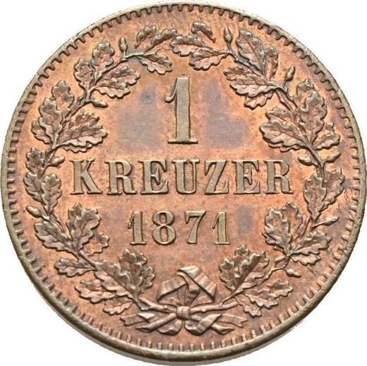 Реверс монеты - 1 крейцер 1871 года - цена  монеты - Баден, Фридрих I