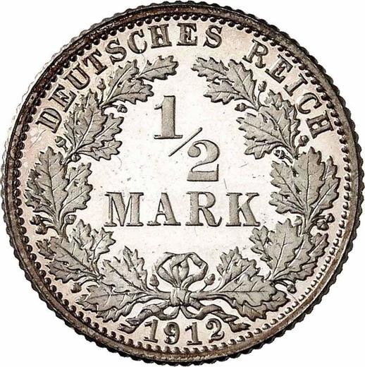 Anverso Medio marco 1912 E "Tipo 1905-1919" - valor de la moneda de plata - Alemania, Imperio alemán