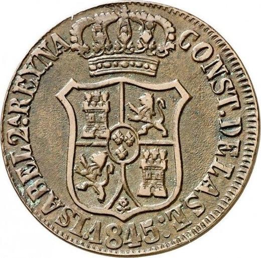 Obverse 6 Cuartos 1845 "Catalonia" Flowers with 7 petals -  Coin Value - Spain, Isabella II
