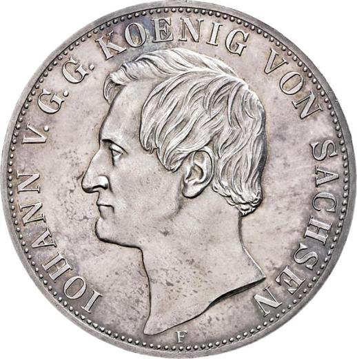 Awers monety - Dwutalar 1857 F "Nagroda za ciężką pracę" - cena srebrnej monety - Saksonia-Albertyna, Jan