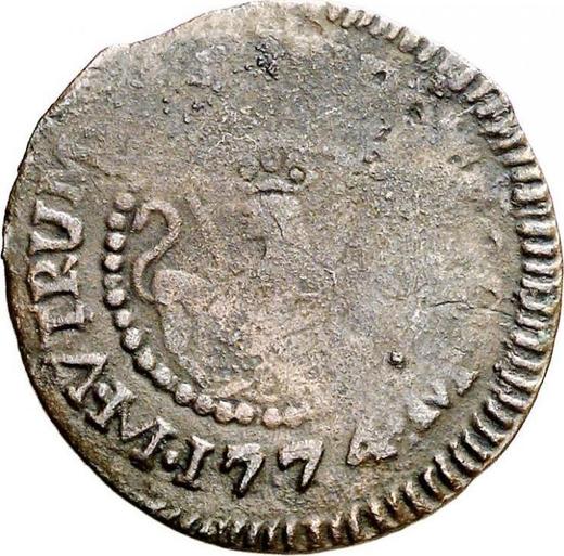 Реверс монеты - 1 куарто 1774 года M - цена  монеты - Филиппины, Карл III