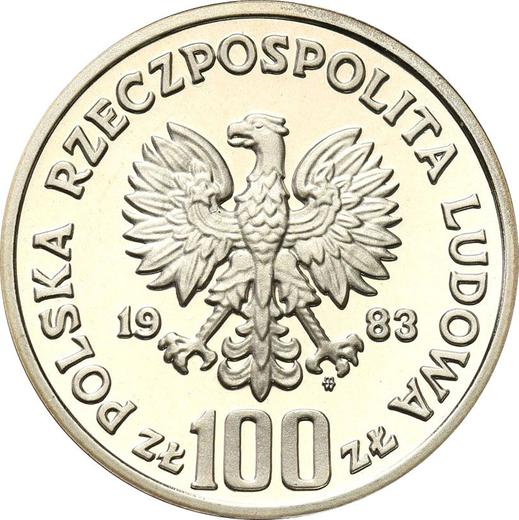 Obverse Pattern 100 Zlotych 1983 MW "Bears" Silver - Silver Coin Value - Poland, Peoples Republic