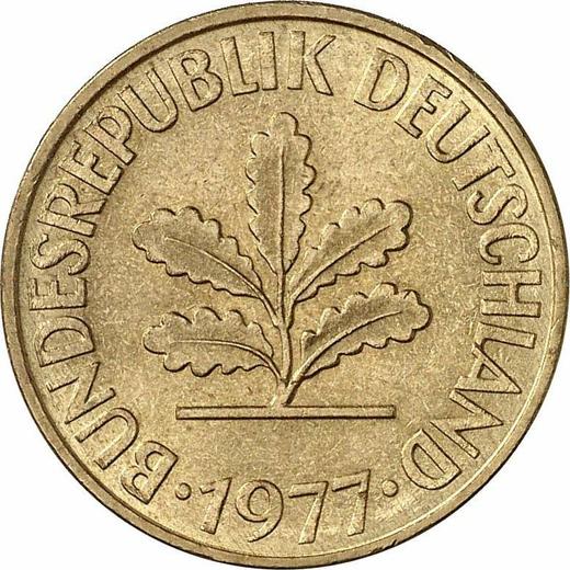 Реверс монеты - 10 пфеннигов 1977 года F - цена  монеты - Германия, ФРГ