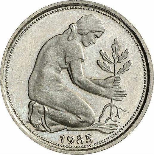 Реверс монеты - 50 пфеннигов 1985 года F - цена  монеты - Германия, ФРГ