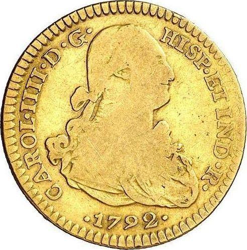 Аверс монеты - 2 эскудо 1792 года Mo FM - цена золотой монеты - Мексика, Карл IV