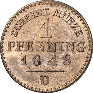 Reverso 1 Pfennig 1848 D - valor de la moneda  - Prusia, Federico Guillermo IV