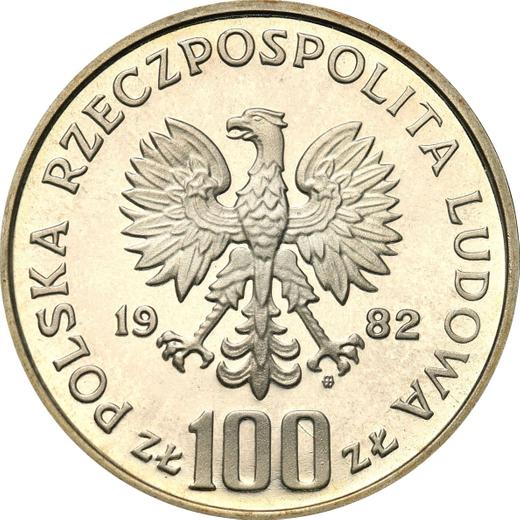Awers monety - PRÓBA 100 złotych 1982 MW "Bociany" Srebro - cena srebrnej monety - Polska, PRL
