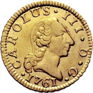 Avers 1/2 Escudo 1761 M JP - Goldmünze Wert - Spanien, Karl III