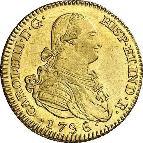 Obverse 2 Escudos 1796 M MF - Gold Coin Value - Spain, Charles IV