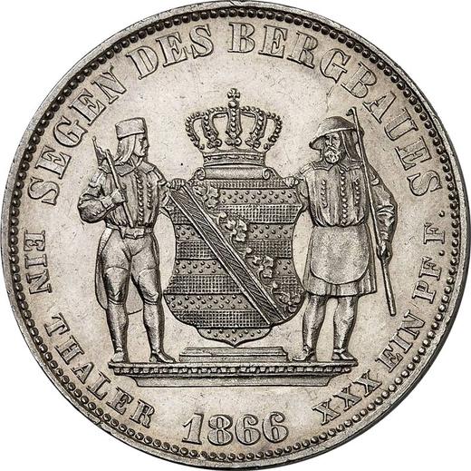 Reverso Tálero 1866 B "Minero" - valor de la moneda de plata - Sajonia, Juan