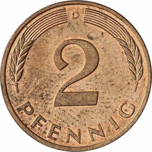 Аверс монеты - 2 пфеннига 1990 года D - цена  монеты - Германия, ФРГ